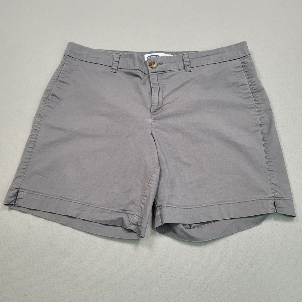 Old Navy Everyday‎ Shorts Womens 14 Gray Chino Stretch Mid Rise Cotton Twill